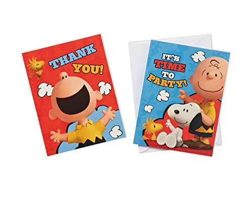 American Greetings Peanuts Invite and Thank You Combo Pack 8 Count 2 Pack 