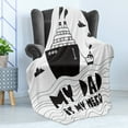 thumbnail image 4 of Father's Day Soft Flannel Fleece Blanket, My Dad is My Hero Lettering Big Small Ship in the Ocean Love Dad, Cozy Plush for Indoor and Outdoor Use, 70" x 90", Dark Blue Grey and White, by Ambesonne, 4 of 5