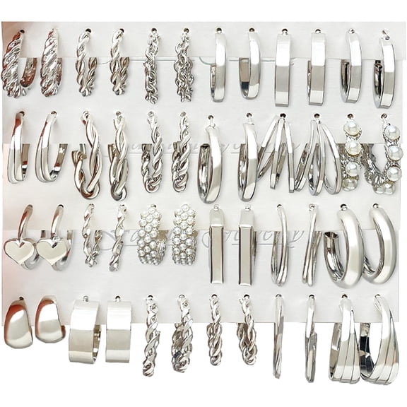 DESIGNICE 24 Pairs Gold Hoop Earrings Set for Women Hypoallergenic Chunky Chain Twisted Open Hoops Dangle Earring Packs Fashion Jewelry Gift