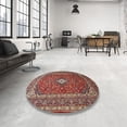 thumbnail image 3 of Ahgly Company Indoor Round Traditional Saffron Red Medallion Area Rugs, 3' Round, 3 of 6