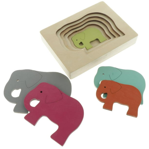 Rompecabezas Montessori de madera para bebé, juguete educativo de aprendizaje de 5 capas