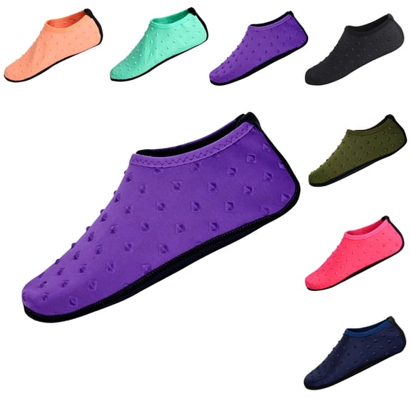 IEMIEMIEM Womens Mens Water Shoes Comfortable Beach Barefoot Quick Dry Wide Slides Aqua Socks for Hiking Swim Beach Surf Yoga Sport Purple 9-10 Women/8.5-9 Men