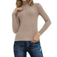 thumbnail image 3 of SGMVNU Womens Turtleneck Sweaters Basic Pullovers Long Sleeve Sweater Tops Casual Soft Knit Fit Lightweight 2025 Fall Work Outfits Khaki XL, 3 of 8