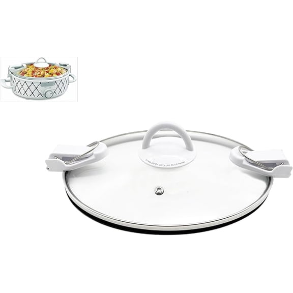 Oval Glass Lid with White Lock System, ONLY Compatible with Crock Pot 2.5 Quart Slow Cooker SCCPCCM250-BT