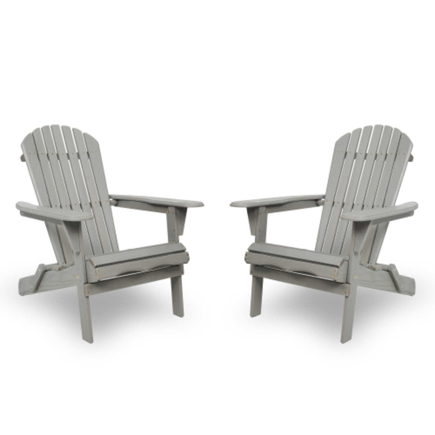 Solid Wood Folding Adirondack Chair Set of 2 with Embossed Grain for Patio & Garden