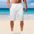 thumbnail image 2 of Plebaso Men's Striped Shorts 2025 Summer Drawstring Casual Shorts Lightweight Beach Short Pants for Men, 2 of 5