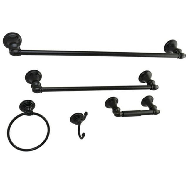 Ensemble de Quincaillerie de Bain Collection 5 Pcs Provenence Barre de Serviette, Bronze Huilé