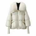 thumbnail image 4 of Sakmal with Faux Fur Coats for Women Quilted Puffer Zip Up Winter Down Coat Lightweight White Windbreaker Jackets for Women, 4 of 5