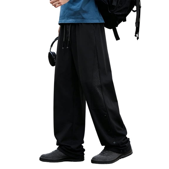 Rexolia Mens Packable Rain Pants Waterproof Windproof Lightweight Overpants Half Leg button Hiking Fishing Outdoor Black 2XL