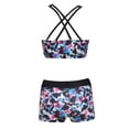 thumbnail image 2 of MSemis Kids Girls 2 Pieces Swimsuit Crisscross Back Bra Top with Boyshorts Tankini Bathing Suits Colorful 8, 2 of 7