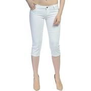 Angle View: Hey Collection Juniors Plus-Size Brushed Stretch Twill Skinny Capri Jeans