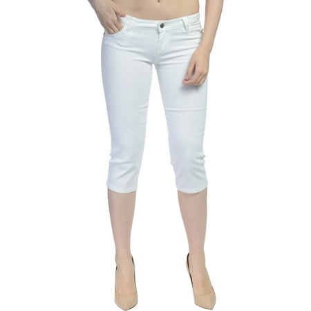 Hey Collection Juniors Plus-Size Brushed Stretch Twill Skinny Capri Jeans