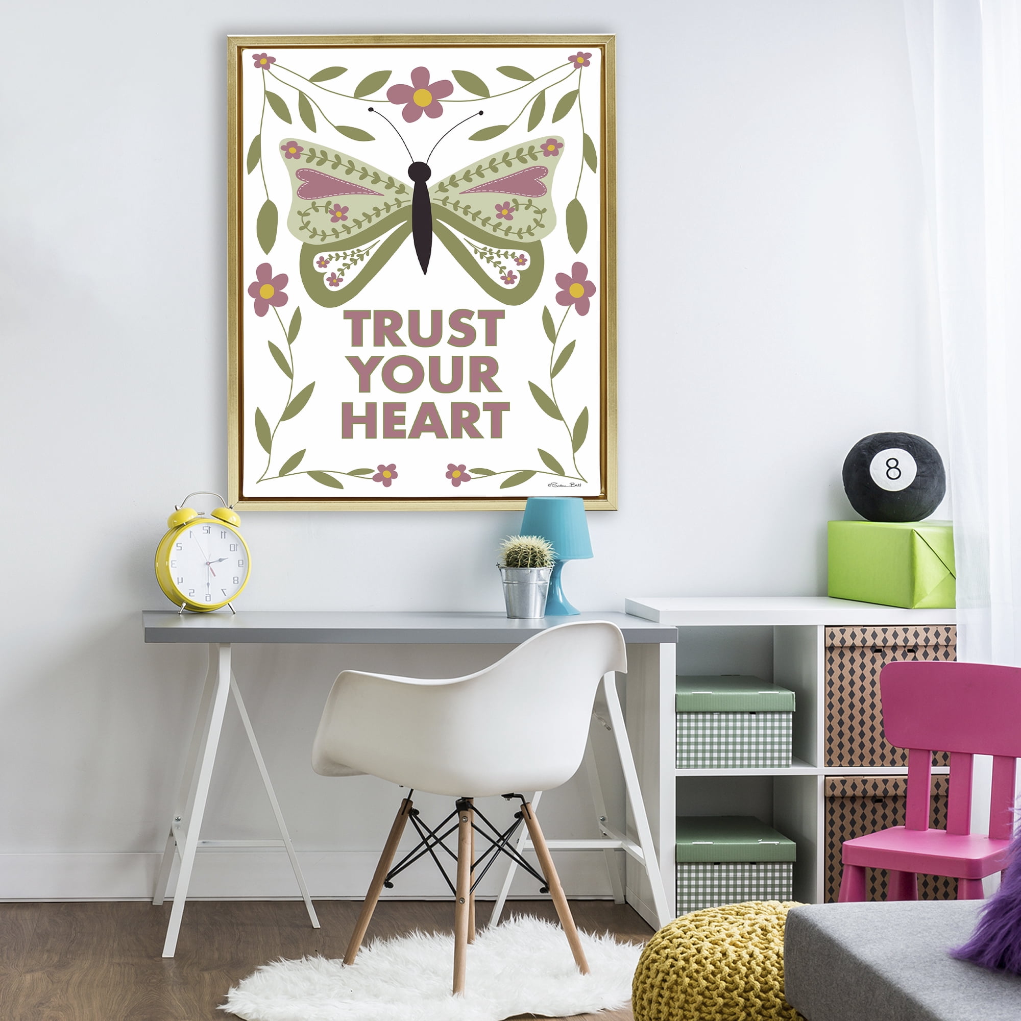Stupell Industries Trust Your Heart Symmetrical Gold Framed Floater Canvas Wall Art, design by Susan Ball
