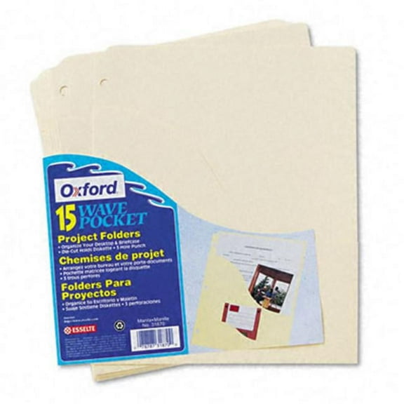 Esselte Pendaflex  Slash Pocket Project Folders  Jacket  Ltr  Manila  15/Pk