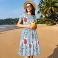 thumbnail image 4 of Fotbe Sea Turtle Vestido Largo de Moda para Mujer, Vestido Tipo Camiseta con Manga Corta y Estilo Casual a Rayas y Bloques de Color, 4 of 6
