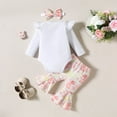 thumbnail image 4 of Bjutir Cute Toddler Baby Bodysuits Set Girls Long Sleeve Easter Rabbit Prints Romper Bodysuit Bell Bottoms Pants Outfits For 9 Months, 4 of 6