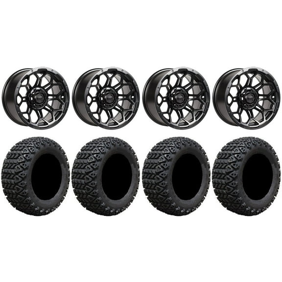 GTW Bravo 14" Golf Cart Wheels Black 23" X-Trail Tires Yamaha