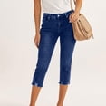thumbnail image 6 of ADSSDQ Jean Capri Pants for Women High Waisted Ripped Jeans Stretchy Denim Capris Cropped Legging with Pockets Dark Blue S, 6 of 6