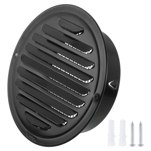 Uxcell 6" Round Air Vent Cover, 304 Stainless Steel Louvered Grill Screen Mesh Ducting Vent for Ventilation, Black
