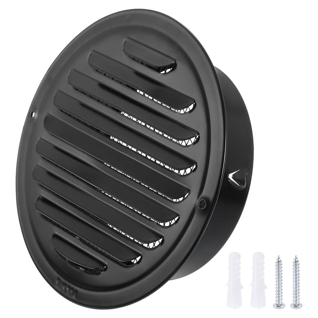 Cubierta de Ventilación Redonda Uxcell de 6", Rejilla de Acero Inoxidable 304 para Ductos de Ventilación, Negra