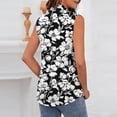 thumbnail image 5 of Avrnliq Womens Sleeveless Blouse, Black White Floral Print, Collared V-Neck Button Down, Stretchy Lightweight Top, S-XXXL,Size L, 5 of 6
