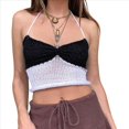 thumbnail image 1 of Tops de Crochet con Cuello Halter para Mujer, Camisetas Sin Mangas de Punto, Camisola Corta de Verano Y2K, Chaleco. Negro M, 1 of 7