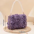 thumbnail image 3 of Clutch Purse For Women Elegant Evening Bags 3D Floral Satin Small Purse With Pearl Beaded Top Handle Detachable Strap, 3 of 5