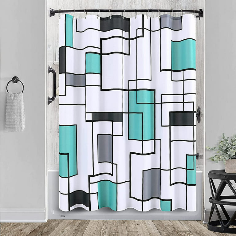 Vintage Gray Striped Shower Curtain at Drop In Bathtub - Transitional -  Bathroom