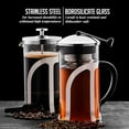 thumbnail image 3 of OVENTE French Press Coffee Maker, 34oz Heat Resistant Borosilicate Glass, BPA-Free Brewing Pot with 4-Level Filter System and Stainless Steel Plunger for Cold Brew Coffee, Tea and More, Clear FGC34T, 3 of 10