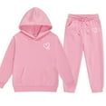 thumbnail image 2 of Eltusu Girls Winter Outfit Sets, Elastic Waist Thermal Heart Long Sleeve Hoodies and Sweatpants Sets Pink Size 2-3T, 2 of 3