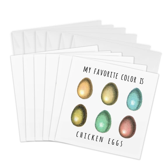 3drose, My Favorite Color Is Chicken Eggs - Funny Chicken Egg Humor, 6 Greeting Cards with Envelopes
