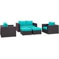thumbnail image 1 of Modern Contemporary Urban Design Outdoor Patio Balcony Five PCS Sofa Set, Blue, Rattan, 1 of 7