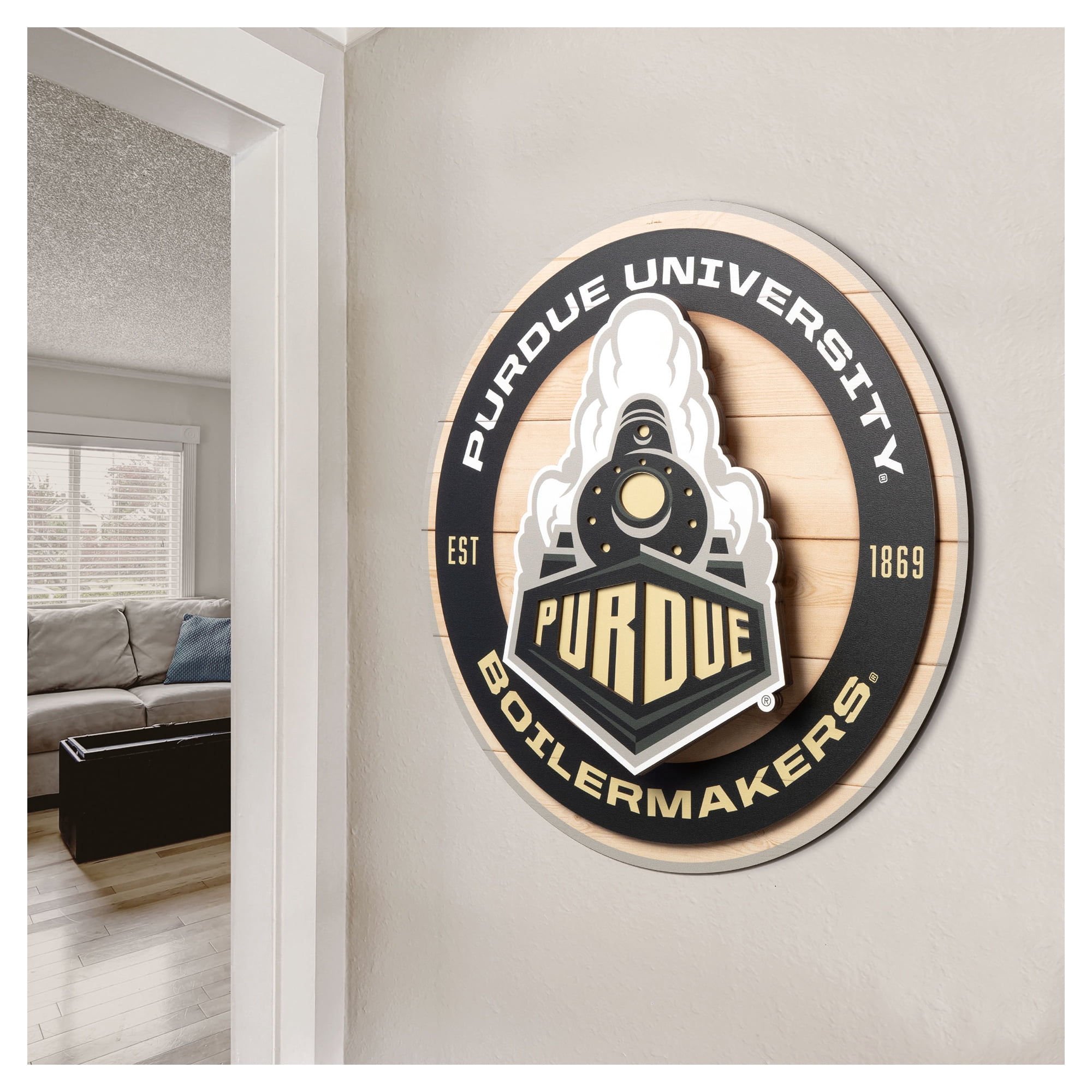 IDNA Purdue Boilermakers 15" x 15" 3DX Logo Circle Backer Wall Art