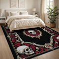 thumbnail image 3 of ODIKA 8'x10' Washable Area Rug Durable, Non-Slip Goth Skull Vintage Damask Ornate Spooky Border Halloween Pastel for Living Room, Under Sectional, Family, 3 of 7