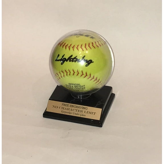 Softball Personalized Round Acrylic Display Case with Custom Stand for an 11" inch Ball