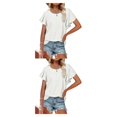 thumbnail image 1 of Minnieouse Camiseta de mujer con volantes de Color sólido cuello estética linda blusa suelta fiesta noche Club verano Top niñas ropa Type16 NO16, 1 of 1