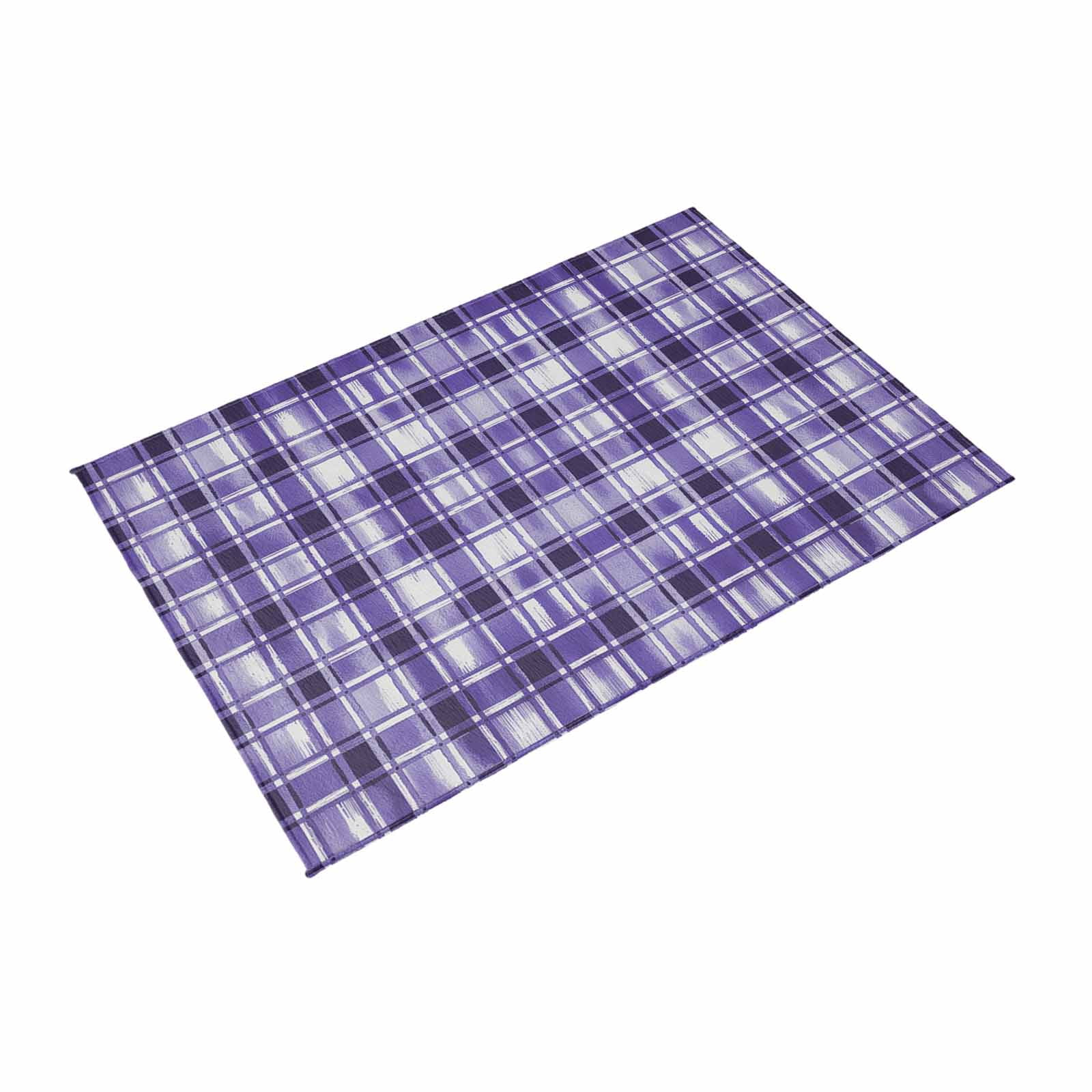 Purple Plaid Outdoor Rug 6x9 Ft, Non Slip Washable Area Rug, Modern Art Checkered Farmhouse Patio Rugs Carpet Runner, Large Floor Mat for Indoor/Outdoor Deck Porch Camping