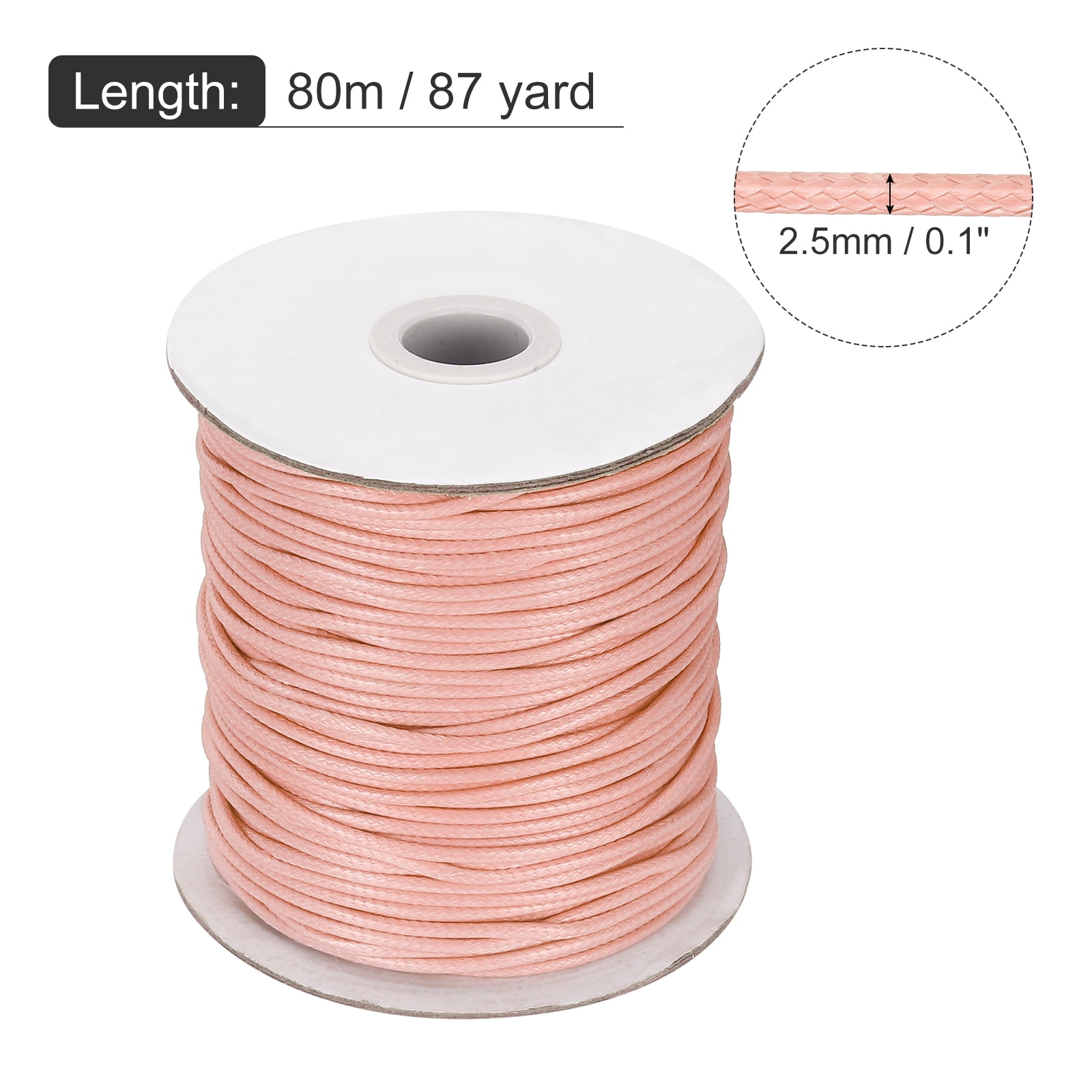 Waxed Cord 2.5mm Waxed Thread 87 Yard Wax String Leather Cord for Bracelet Making, Necklaces, Beading, Jewelry Making and DIY Crafts(Korean Pink)