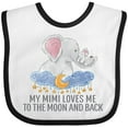 thumbnail image 3 of Inktastic My Mimi Loves Me to the Moon and Back Elephants in Clouds Boys or Girls Baby Bib, 3 of 4