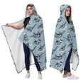 thumbnail image 2 of Wearable Blanket,Blue Dinosaur Skeletons Pattern Hooded Wearable Flannel Blanket for Adults & Teens,Winter Poncho Shawl Wrap Cape Cozy Anti-Pill,50"x60", 2 of 5