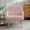 thumbnail image 2 of SYNGAR Accent Chair for Living Room, Bedroom Comfy Reading Armchair, Mid Century Modern Arm Chair Soft Upholstered Cozy Side Single Sofa Chair Relaxing Seating, Golden Metal Legs, Pink, 2 of 7
