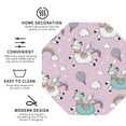thumbnail image 3 of Lsque Llama Unicorn and Rainbow Pattern 4" Drink Coasters Set of 4, PVC Leather Absorbent Coasters, Table Coaster Set Decorative Coffee Cup Coasters Housewarming Gift -Octagon, 3 of 6