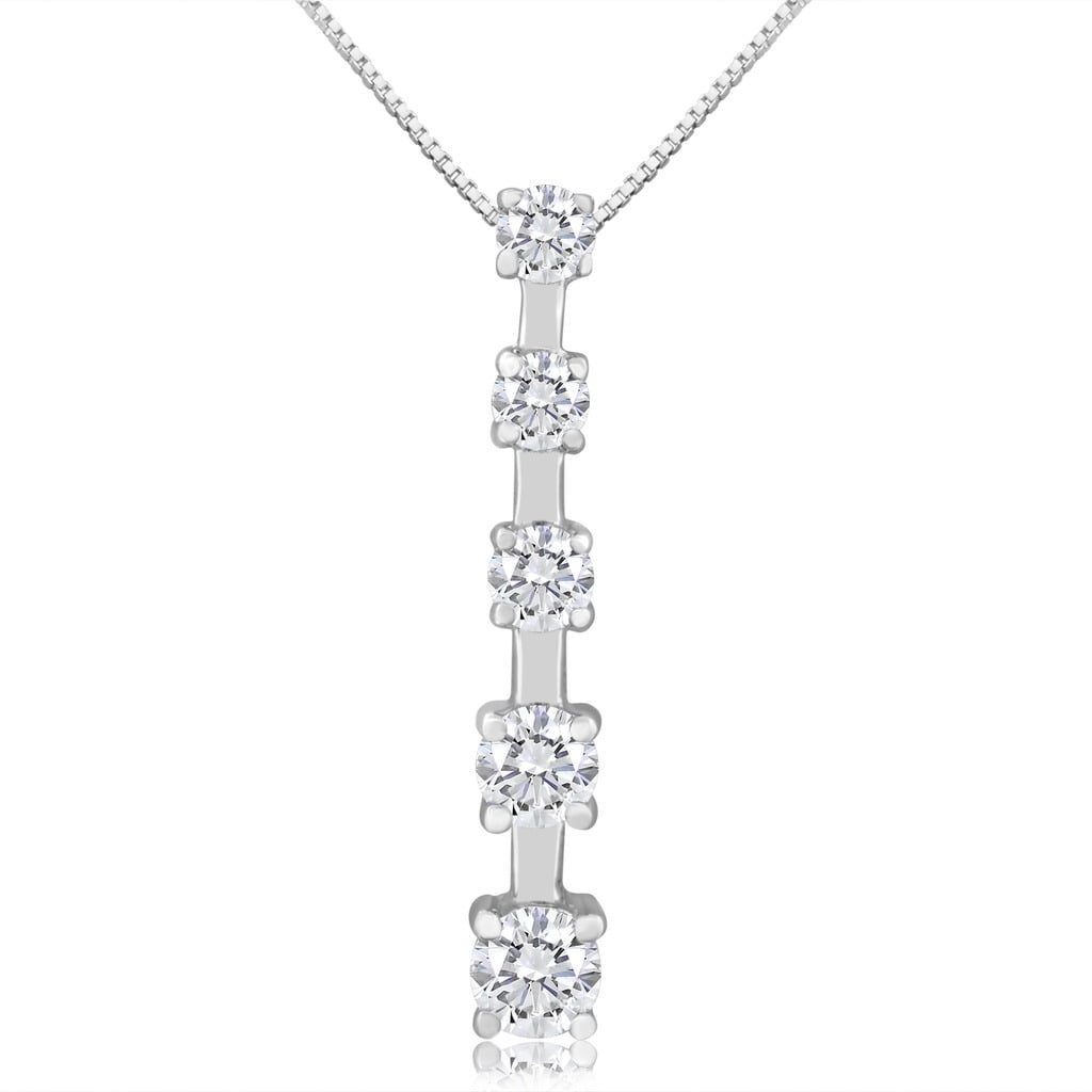 1/2ctw Diamond Five Stone Pendant Necklace in 10k White Gold