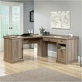 thumbnail image 2 of Bowery Hill Antique Look Home Office L-Shaped Computer Desk with CPU Tower in Salt Oak, 2 of 11