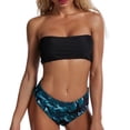 thumbnail image 2 of Conjunto de top negro y pantalones cortos verdes para mujer - Talla S Traje de baño elegante sin tirantes de cintura alta, 2 of 6