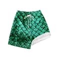 thumbnail image 2 of Toddler Boy Shorts Swim Trunks Mermaid Graphic Print Drawstring Elastic Waist Loose Fit Beach Shorts Green 5 Years-6 Years, 2 of 4