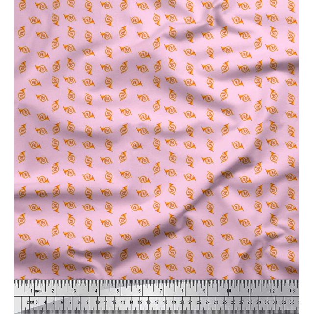 Soimoi Tissu Poly Georgette Cor Français Instrument de Musique Tissu Imprimé au Mètre 42 Pouces de Large
