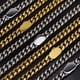 thumbnail image 1 of Cadena de molienda redonda encriptada de acero inoxidable con hebilla de resorte unilateral de hip hop, cadena cubana, collar de joyería de acero de titanio, pulsera, 1 of 5