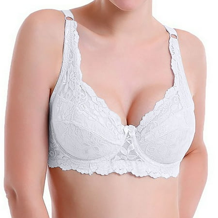 NSLGXD Push Up Bras for Women Lace V Neck Underwire Adjustable Strap High Support Wireless Bras Comfort Breathable Full Coverage Everyday Bra