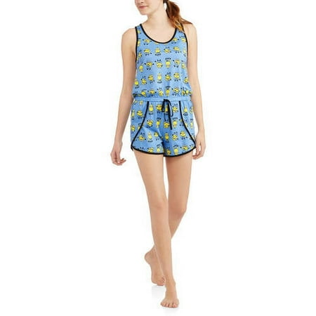 Minions Despicable Me 3 Women's and Women's Plus Knit Tank & Shorts Sleep Romper